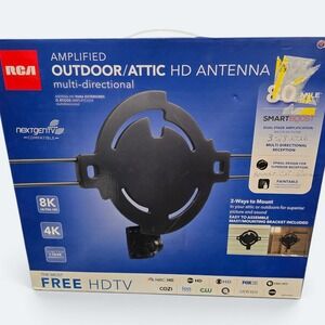 RCA Amplified Outdoor Attic HD Antenna Multi-Directional 4K 8K SmartBoost 80Mi